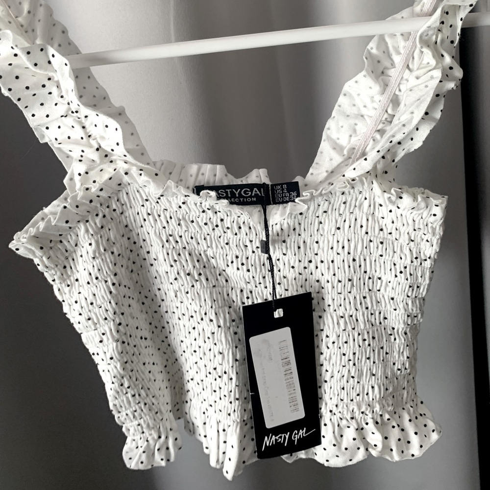 Stretchy polka dot crop top